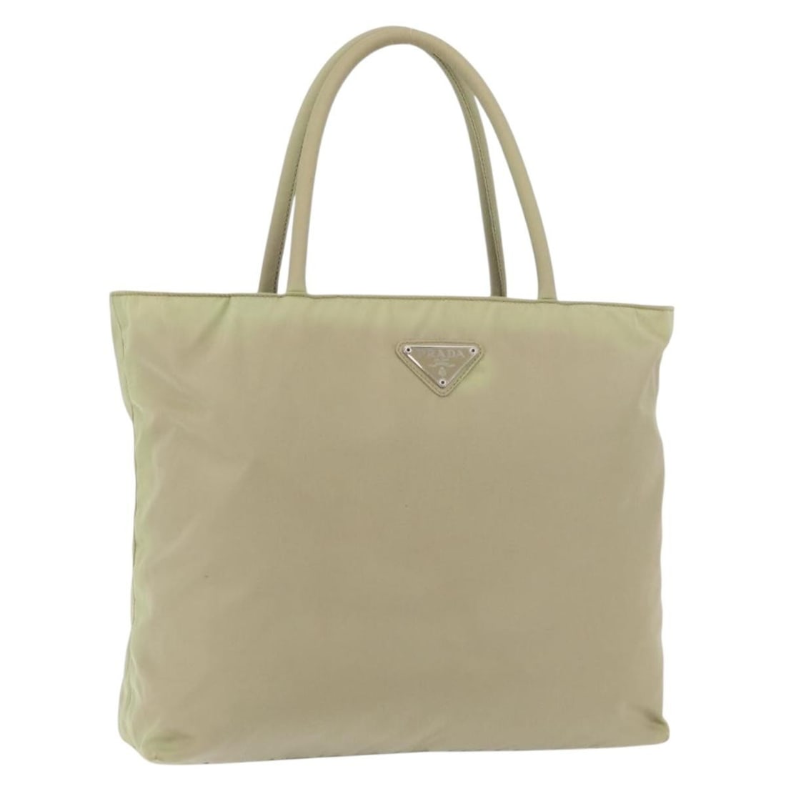 Prada green silver nylon handbag Italy 11.8 inch: Prada green silver nylon handbag Italy 11.8 inch This PRADA handbag is crafted from green and silver nylon and designed for women. Made in Italy, it features a spacious interior with approximate dimen
