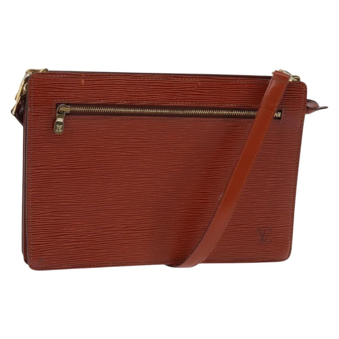 Louis Vuitton Epi Angian Clutch Bag Brown M52113 Made in France: Louis Vuitton Epi Angian Clutch Bag Brown M52113 Made in France This LOUIS VUITTON Epi Angian Clutch Bag is a stylish accessory crafted from durable Epi leather in a rich brown color. Designed in Fran