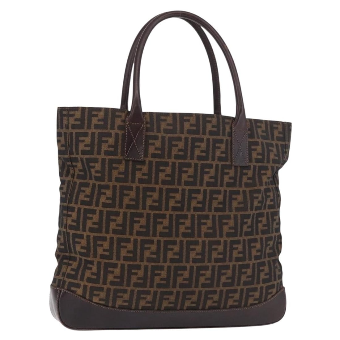 FENDI Zucca Canvas Tote Black Brown Italy: FENDI Zucca Canvas Tote Black Brown Italy Authentic Fendi tote bag in black and brown Zucca canvas. This women's bag is made in Italy and features a slim tote silhouette with shoulder handles. Please 