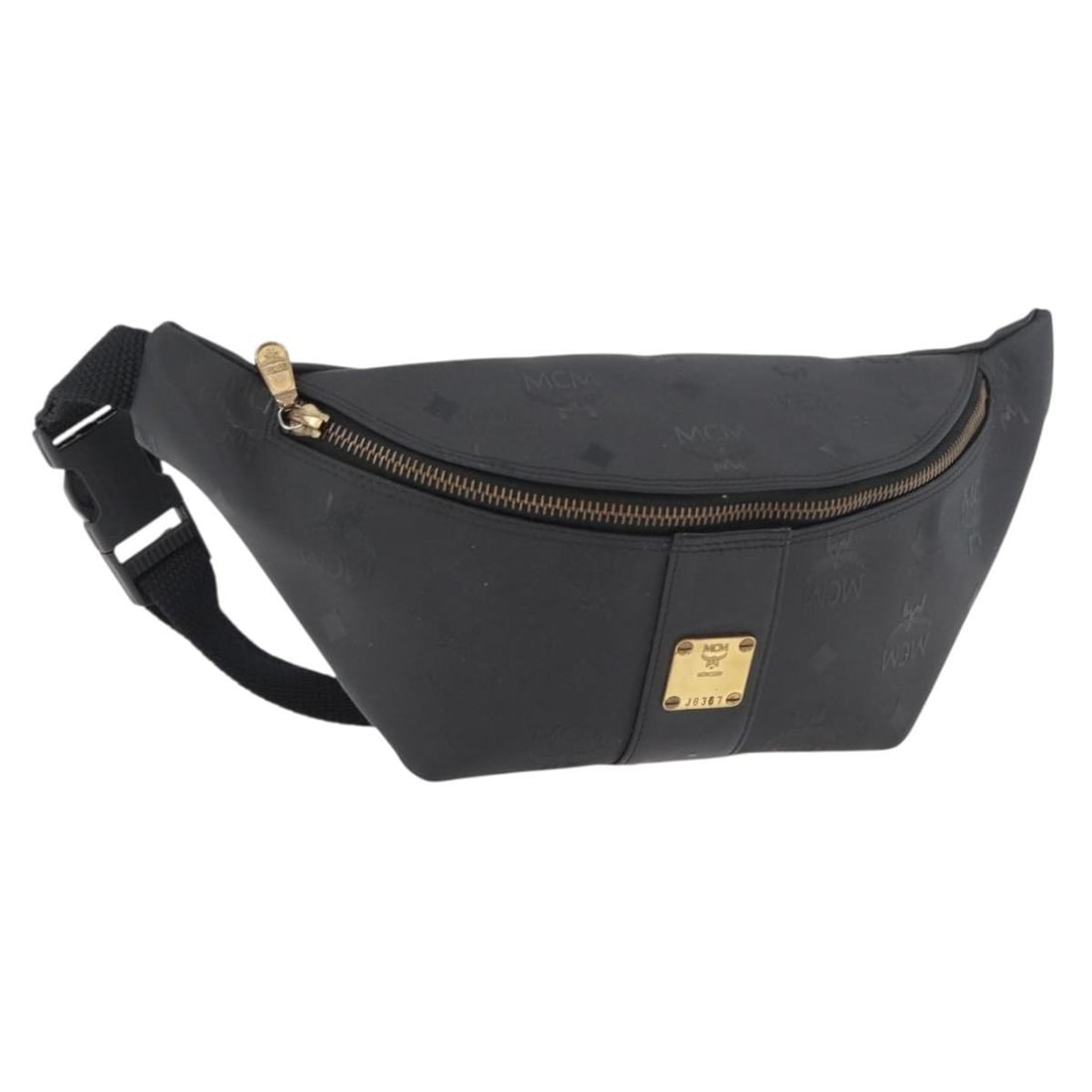 MCM Vicetos Logogram PVC Leather Waist Bag Gold Black: MCM Vicetos Logogram PVC Leather Waist Bag Gold Black MCM Vicetos logogram waist bag in PVC leather with a gold and black exterior. Made in Germany, this women's bag measures approximately 31 cm wide 