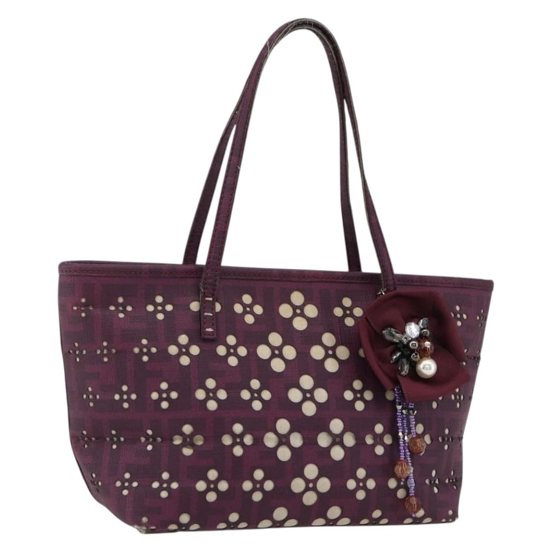 FENDI Zucca Canvas Purple and Gold PVC Handbag: FENDI Zucca Canvas Purple and Gold PVC Handbag Fendi handbag in purple and gold Zucca canvas, made in Italy. This women's bag is offered without the original box or dust bag; only the item shown is in