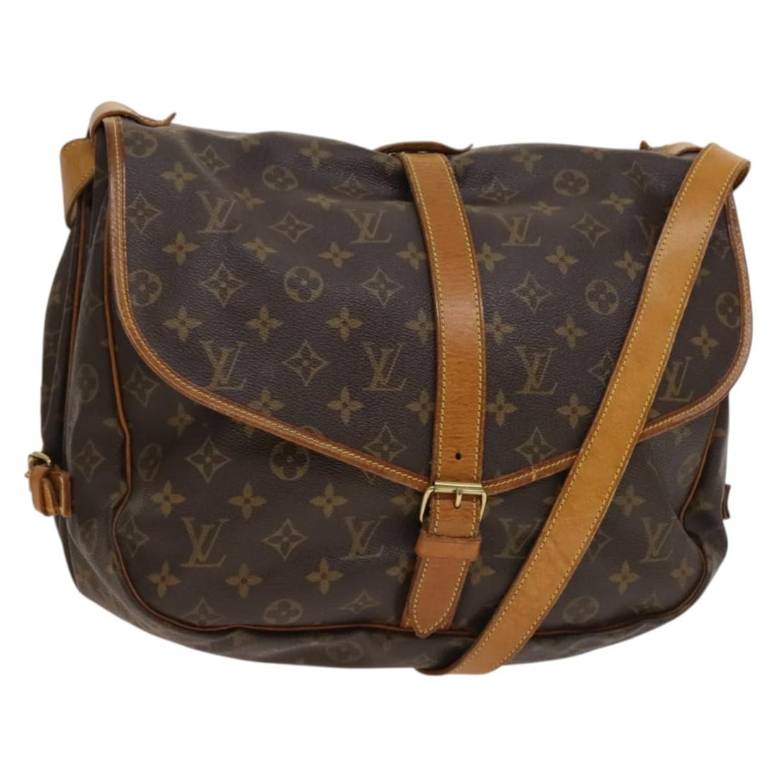 Louis Vuitton M42254 Saumur 35 Monogram Canvas Shoulder Bag: Louis Vuitton M42254 Saumur 35 Monogram Canvas Shoulder Bag Louis Vuitton Monogram Saumur 35 shoulder bag in monogram canvas, made in France. This women's bag is offered without the original box or du