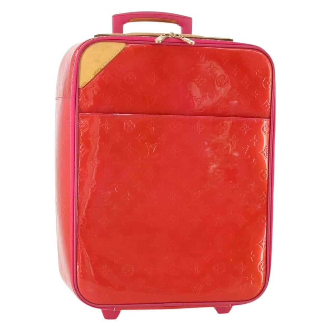 Louis Vuitton Pegas 45 Monogram Vernis suitcase Rose Pop M93713: Louis Vuitton Pegas 45 Monogram Vernis suitcase Rose Pop M93713 Louis Vuitton Pegas 45 suitcase in Rose Pop, crafted from patent leather. Made in France, this piece features the Monogram Vernis line a
