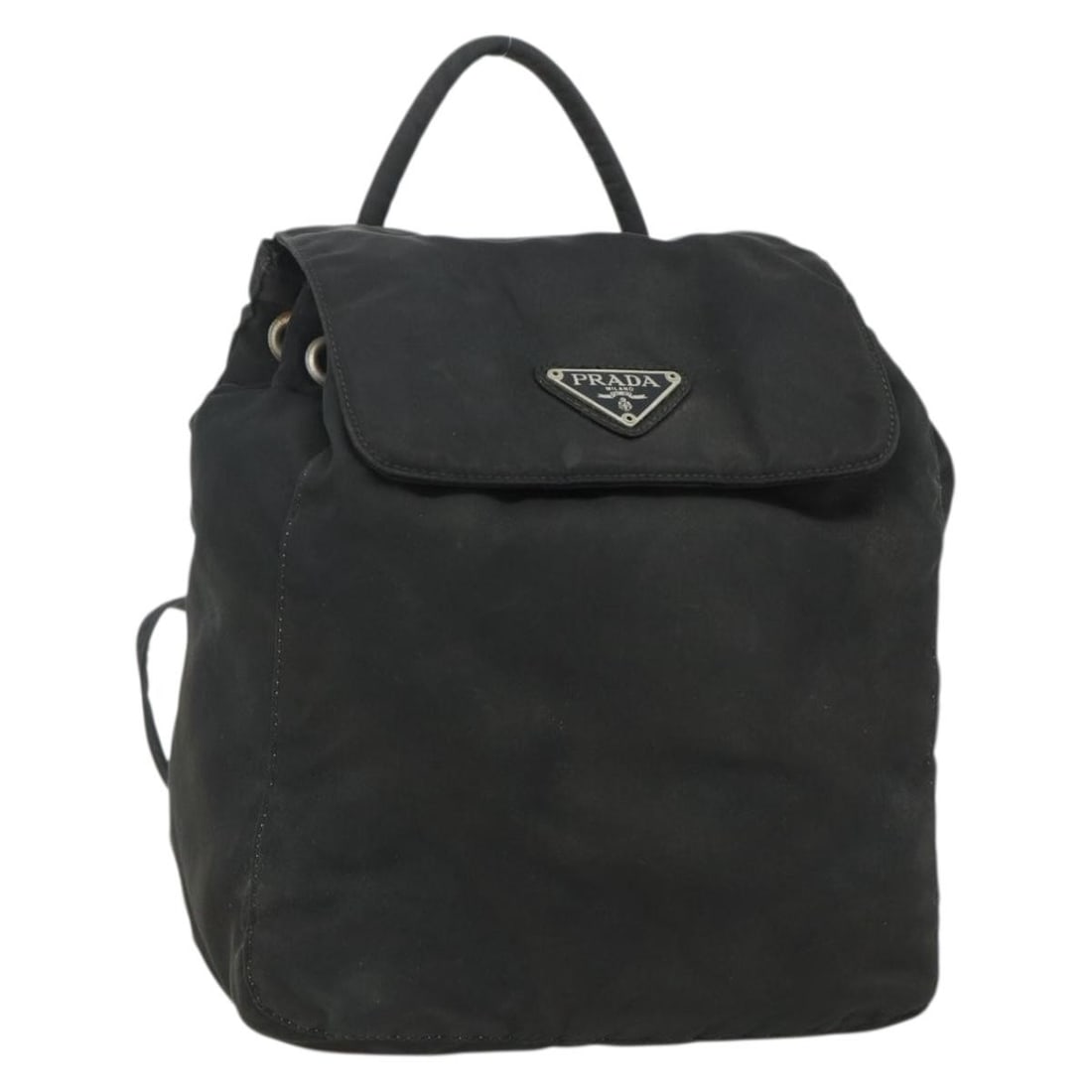 Prada nylon black silver women s backpack with guarantee card: Prada nylon black silver women s backpack with guarantee card This PRADA backpack is crafted from durable nylon in a striking black and silver color combination. Designed for women, it features a comp