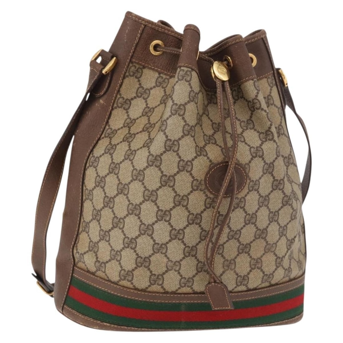 Gucci Sherry Line GG Supreme PVC Canvas Shoulder Bag Beige Gold: Gucci Sherry Line GG Supreme PVC Canvas Shoulder Bag Beige Gold Authentic Gucci GG Supreme Web Sherry Line shoulder bag in beige and gold, made in Italy. It is crafted from PVC leather and GG canvas, 