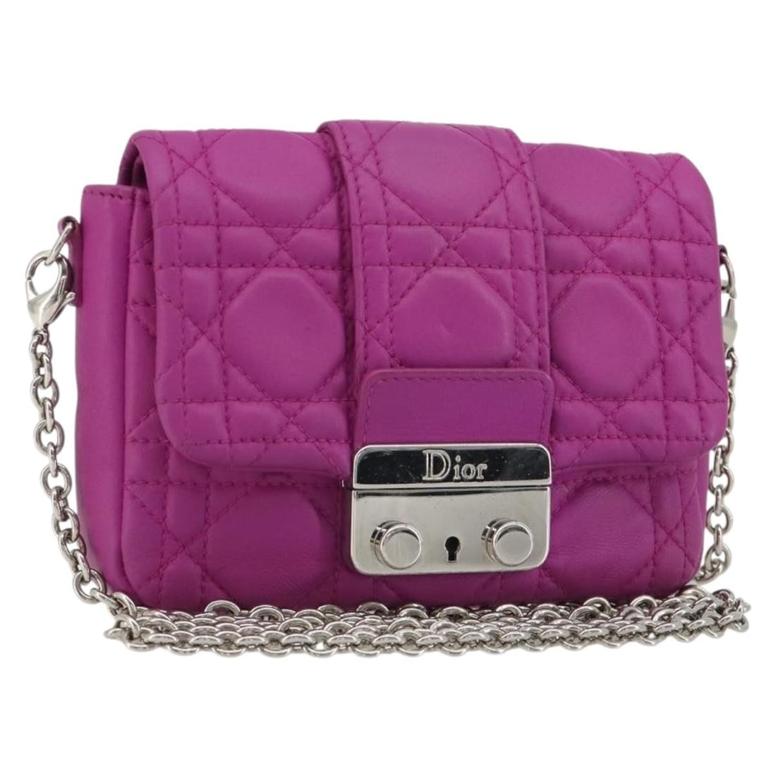 Christian Dior Cannage Lamb Skin Shoulder Bag Purple Silver (1 of 18)