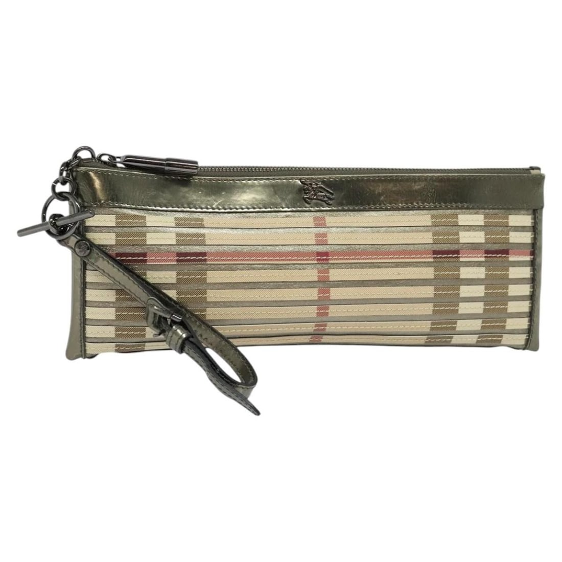Burberry Nova Check PVC Leather Clutch Bag Beige Gold: Burberry Nova Check PVC Leather Clutch Bag Beige Gold Burberry Nova Check clutch bag in beige and gold PVC leather. Made in Italy, this women's clutch includes the guarantee card. Condition is heavily