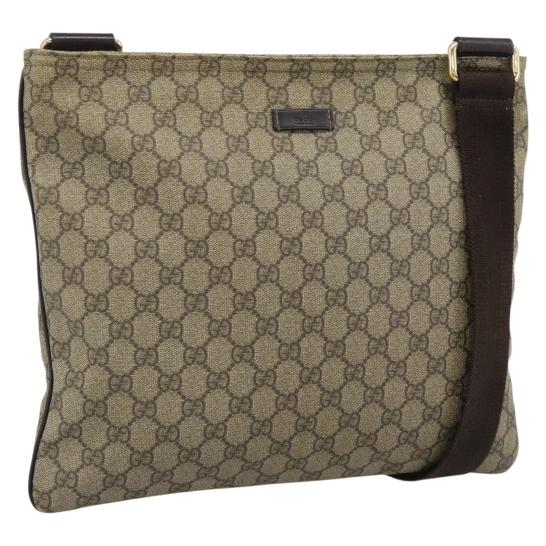 Gucci 201446 GG Supreme PVC Leather Shoulder Bag Beige Gold Tone: Gucci 201446 GG Supreme PVC Leather Shoulder Bag Beige Gold Tone Gucci GG Supreme shoulder bag in beige with gold tone accents, made from PVC leather and made in Italy. It features a shoulder strap wi