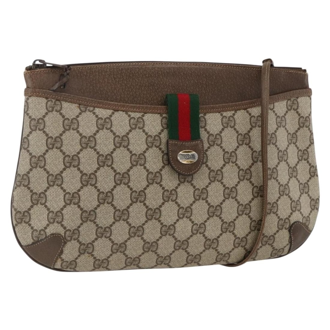 Gucci Sherry Line GG Supreme beige gold shoulder bag Italy: Gucci Sherry Line GG Supreme beige gold shoulder bag Italy This Gucci GG Supreme Web Sherry Line shoulder bag features a classic beige and gold color scheme crafted from PVC leather and GG canvas. Mad