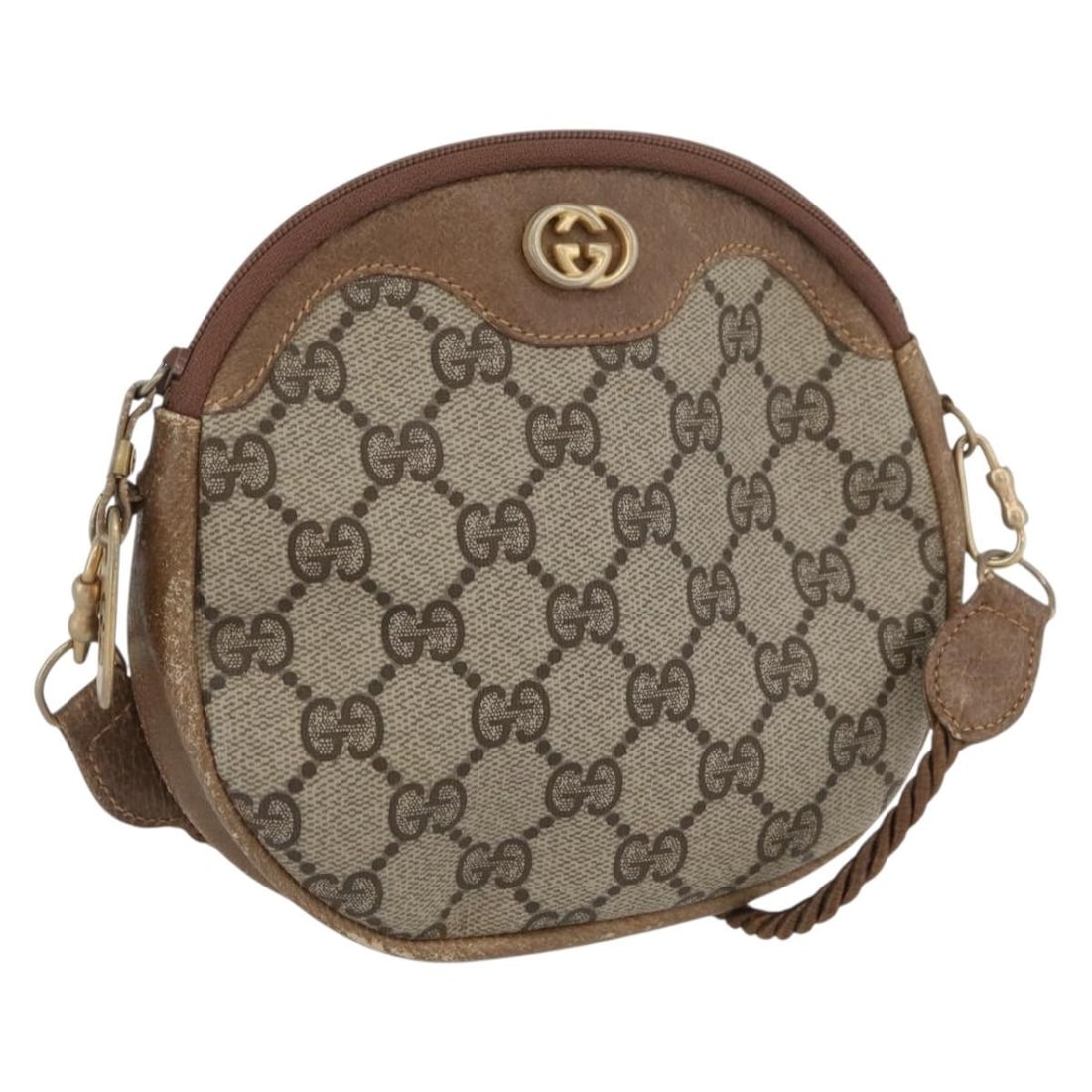 Beige GG Supreme PVC Shoulder Bag by Gucci Gold Accents: Beige GG Supreme PVC Shoulder Bag by Gucci Gold Accents This is a Gucci GG Supreme shoulder bag crafted from beige and gold PVC leather with GG canvas details. The bag is designed for women and featur