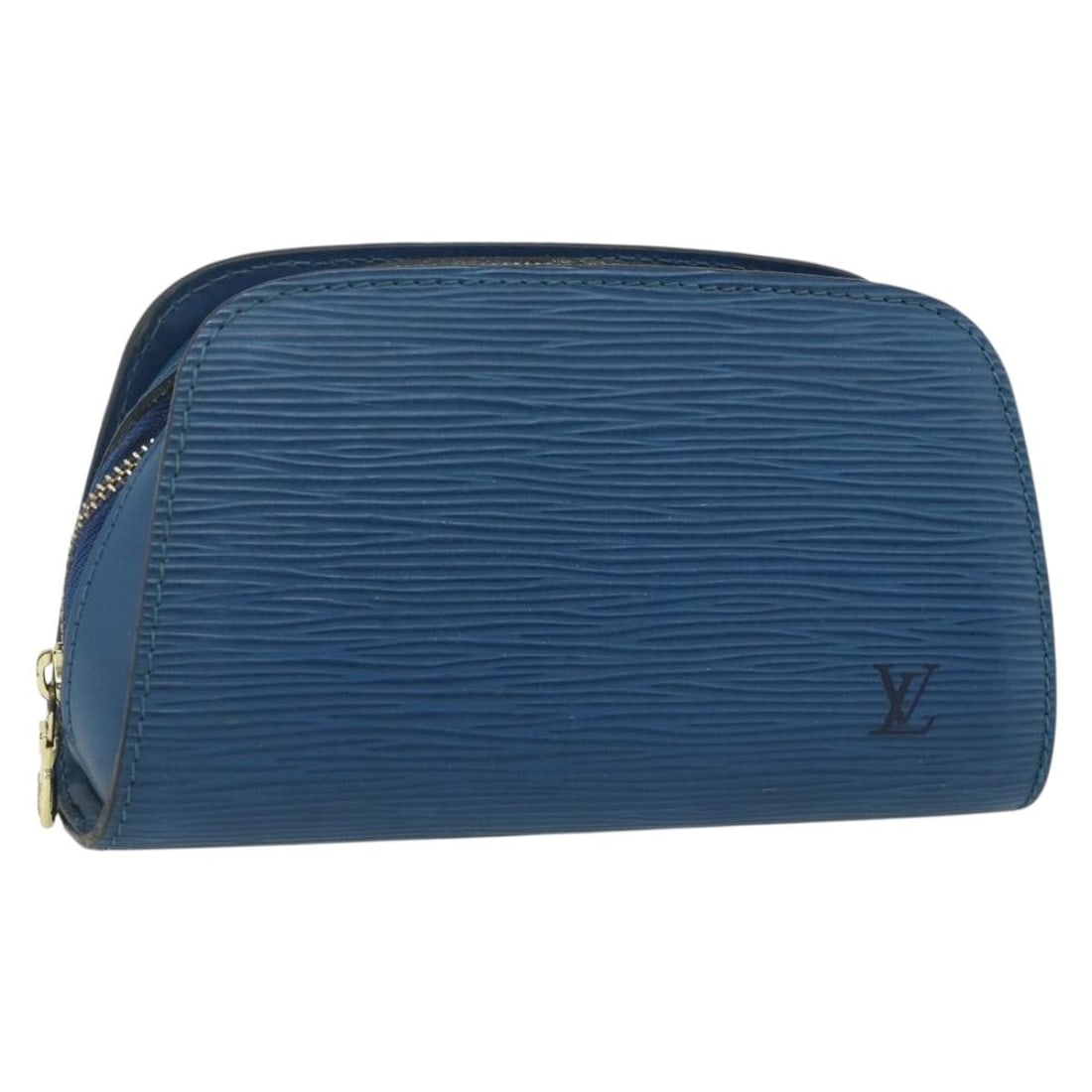 Louis Vuitton Epi Leather Blue Dauphine PM Pouch M48445: Louis Vuitton Epi Leather Blue Dauphine PM Pouch M48445 This Louis Vuitton Epi Dauphine PM pouch is crafted from blue Epi leather and features a compact and structured silhouette. The pouch is designe