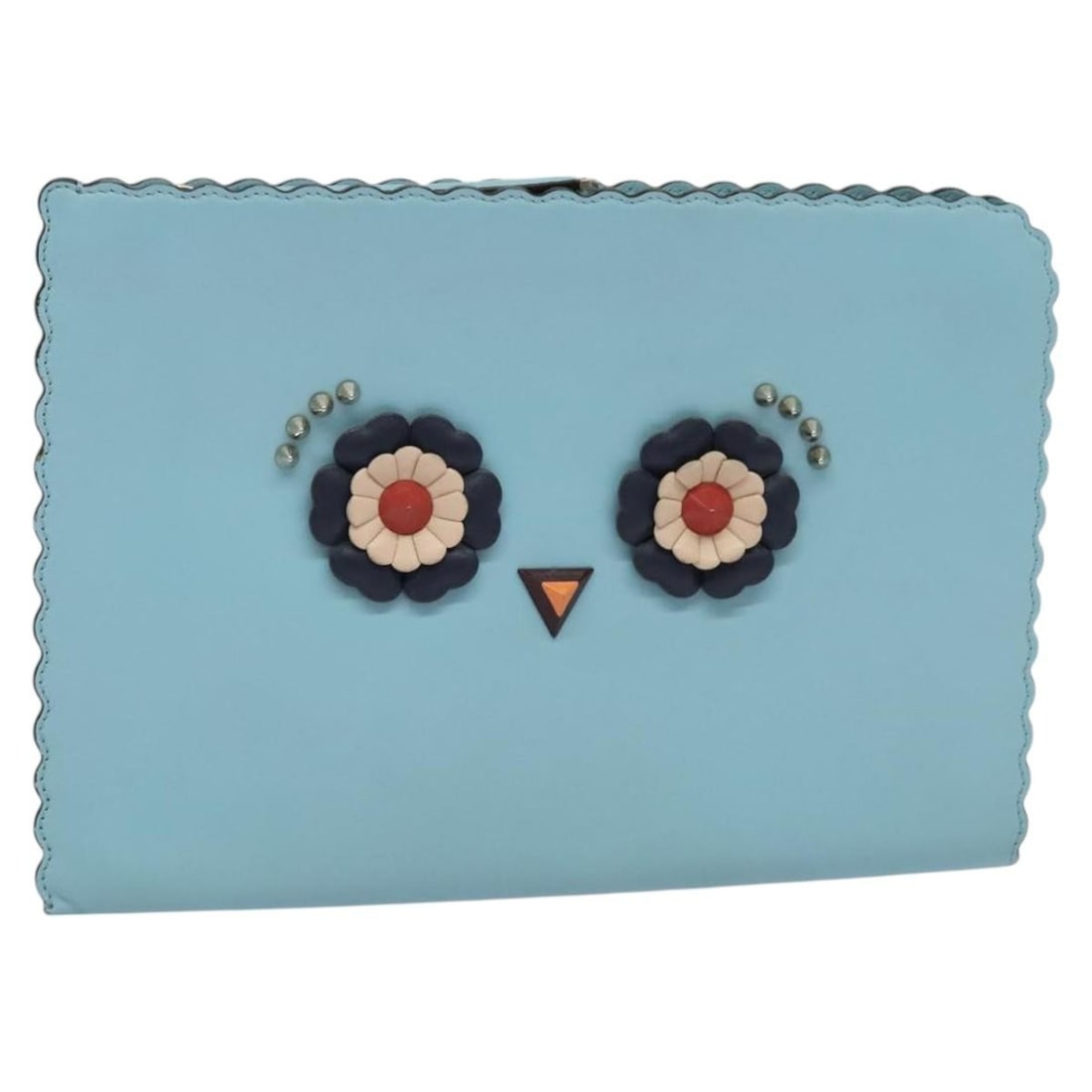 Fendi Leather Light Blue Women Clutch Bag 11 x 7.5 x 0.8 inch: Fendi Leather Light Blue Women Clutch Bag 11 x 7.5 x 0.8 inch This FENDI clutch bag is crafted from light blue leather and designed for women. Made in Italy, the bag features a sleek silhouette with a