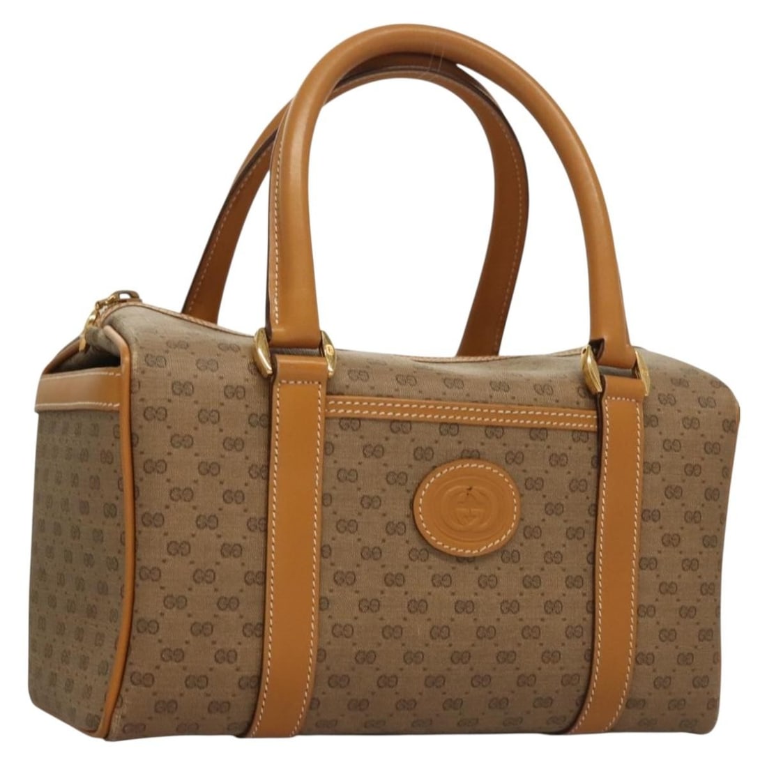 GUCCI Micro GG Supreme Hand Bag PVC Beige Gold Auth BA4209 Italy: GUCCI Micro GG Supreme Hand Bag PVC Beige Gold Auth BA4209 Italy This GUCCI Micro GG Supreme Hand Bag is an exquisite blend of style and practicality, crafted from durable PVC leather with a striking 