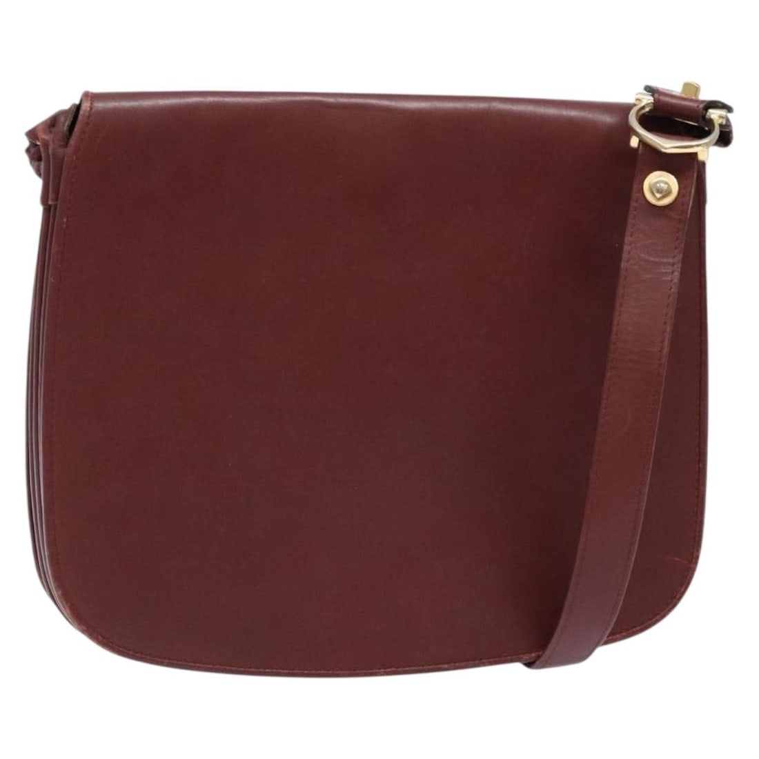CARTIER Must Line Bordeaux Leather Shoulder Bag Gold Details: CARTIER Must Line Bordeaux Leather Shoulder Bag Gold Details This Cartier Must Line Shoulder Bag is a stunning accessory crafted from luxurious leather in a rich bordeaux color with elegant gold accen