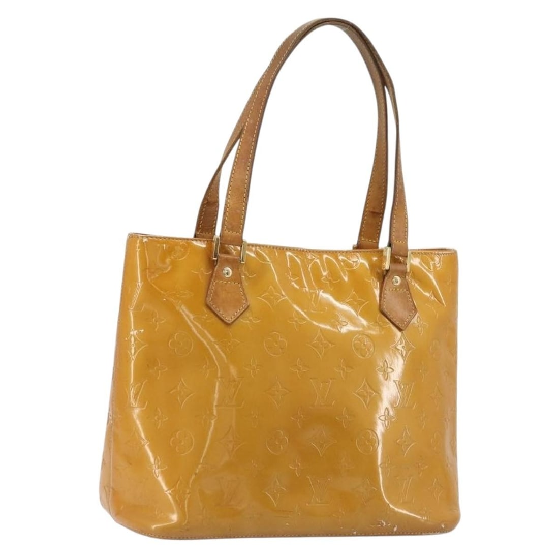 Louis Vuitton Houston Beige Patent Leather Monogram Vernis Handbag M91004: Louis Vuitton Houston Beige Patent Leather Monogram Vernis Handbag M91004 Louis Vuitton Houston handbag in beige Monogram Vernis patent leather. Made in France, this women's handbag is offered in heav