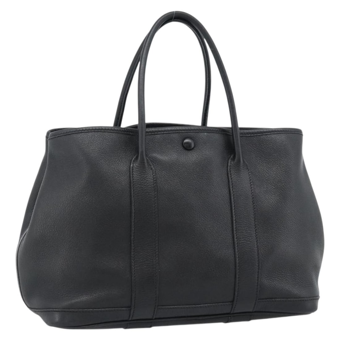 HERMES Garden Twily TPM Leather Handbag Black Silver: HERMES Garden Twily TPM Leather Handbag Black Silver Hermes Garden Twily TPM hand bag in leather, presented in black and silver. Made in France, this women's bag measures approximately 30 cm W x 21 cm