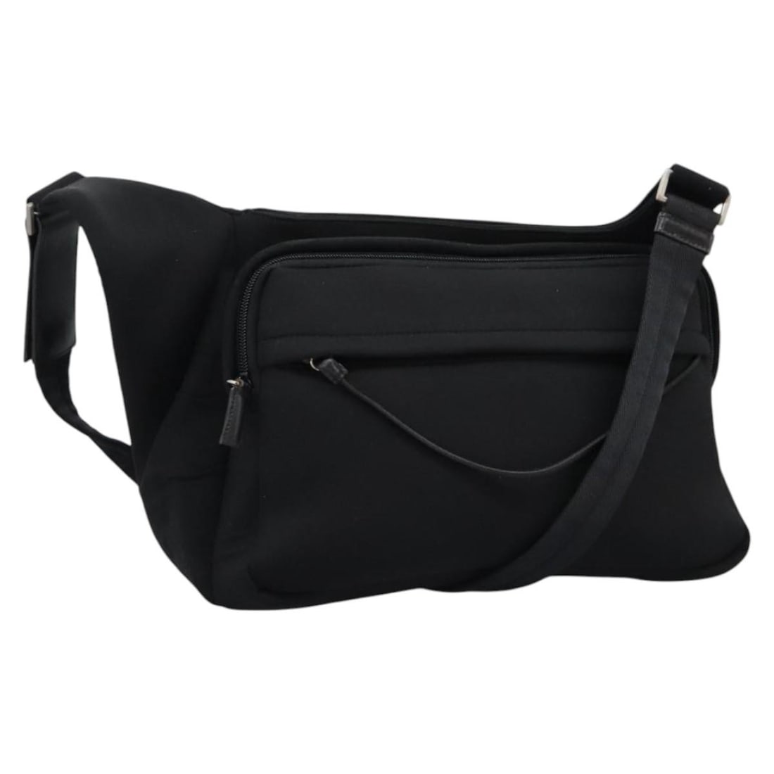 Prada Black Nylon Shoulder Bag with Guarantee Card: Prada Black Nylon Shoulder Bag with Guarantee Card This PRADA shoulder bag is crafted from black nylon and features a classic silhouette. Designed for women, it offers a spacious interior and is compl
