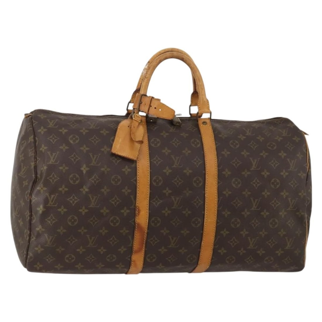 Louis Vuitton M41424 Keepall 55 Monogram Canvas Boston Bag: Louis Vuitton M41424 Keepall 55 Monogram Canvas Boston Bag Louis Vuitton Keepall 55 Boston Bag in Monogram Canvas, made in France. This women's bag measures approximately 55 cm wide, 27 cm high, and 2