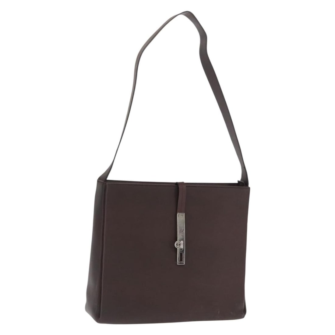 Ferragamo Gancini Brown Leather Shoulder Purse with Silver Accents (1 of 18)