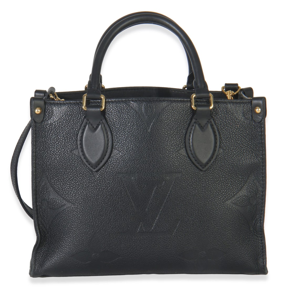 Louis Vuitton Onthego BB Black Leather Shoulder Bag: Louis Vuitton Onthego BB Black Leather Shoulder Bag This Louis Vuitton Black Monogram Empreinte Onthego BB is a stylish and versatile handbag crafted from black leather with a monogram embossed design