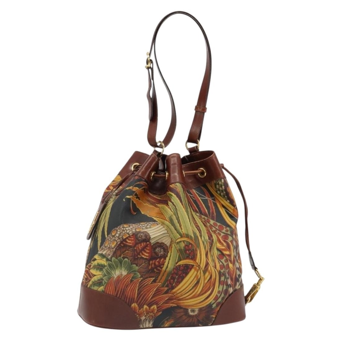 Salvatore Ferragamo Brown PVC Leather Shoulder Bag with Dust Bag Name Tag: Salvatore Ferragamo Brown PVC Leather Shoulder Bag with Dust Bag Name Tag Salvatore Ferragamo shoulder bag in PVC leather with a brown and gold color scheme. Made in Italy, this women's bag comes with