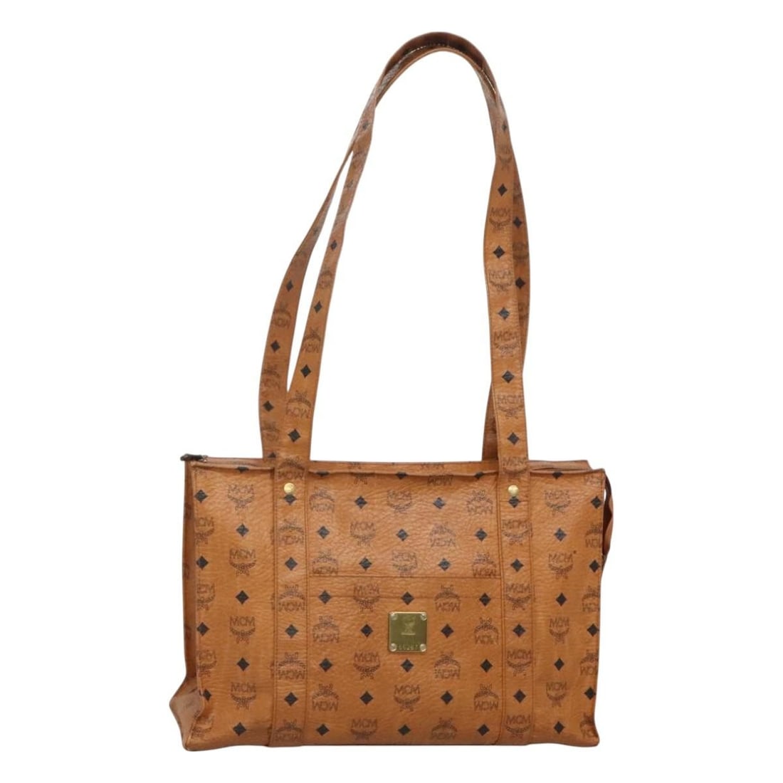MCM Logogram Vicetos Brown Gold Shoulder Bag PVC Leather Auth BA3258: MCM Logogram Vicetos Brown Gold Shoulder Bag PVC Leather Auth BA3258 This MCM Logogram Vicetos Shoulder Bag is a stylish accessory crafted from durable PVC leather in a rich brown and gold color schem