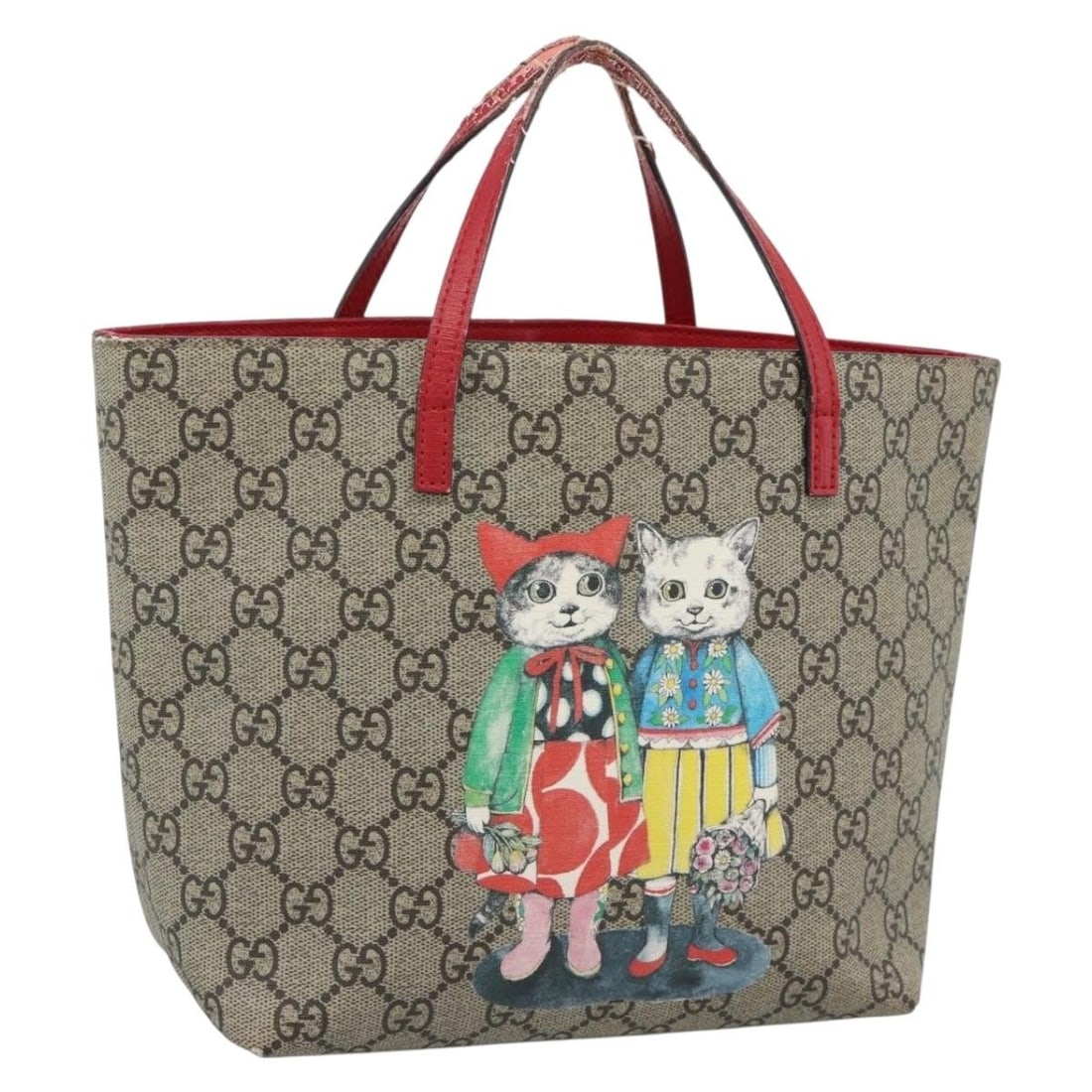 Gucci 410812 GG Supreme PVC Leather Hand Bag Beige Silver: Gucci 410812 GG Supreme PVC Leather Hand Bag Beige Silver A Gucci hand bag from the GG Supreme line in beige and silver, made in Italy from PVC leather and GG canvas. It measures approximately 20 cm x