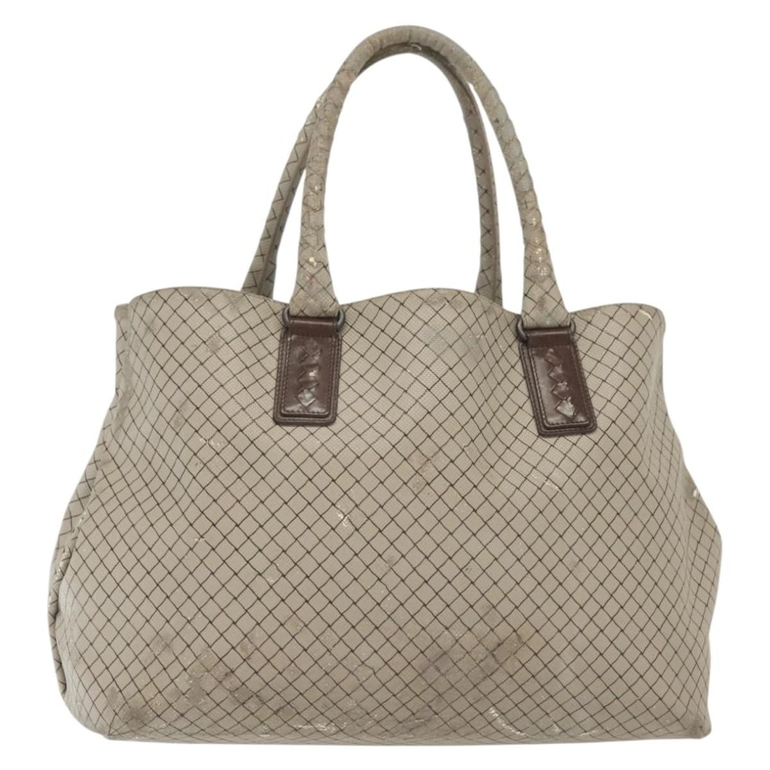 Gray PVC Leather Tote Bag Bottega Veneta Made in Italy: Gray PVC Leather Tote Bag Bottega Veneta Made in Italy Bottega Veneta tote bag in gray PVC leather, made in Italy, designed for women. It features a handle drop of approximately 18 cm and measures app