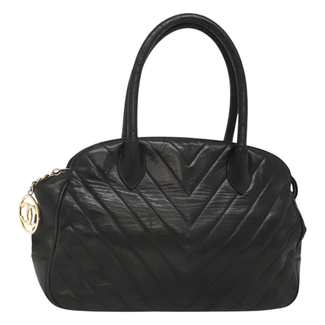 CHANEL CC V Stitch Lamb Skin Handbag Black (1 of 18)
