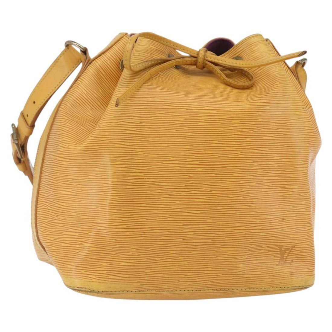 Louis Vuitton Petit Noe Epi Leather Yellow Shoulder Bag M44109: Louis Vuitton Petit Noe Epi Leather Yellow Shoulder Bag M44109 This Louis Vuitton Petit Noe shoulder bag is crafted from durable yellow Epi leather and features a classic bucket silhouette. Designed f
