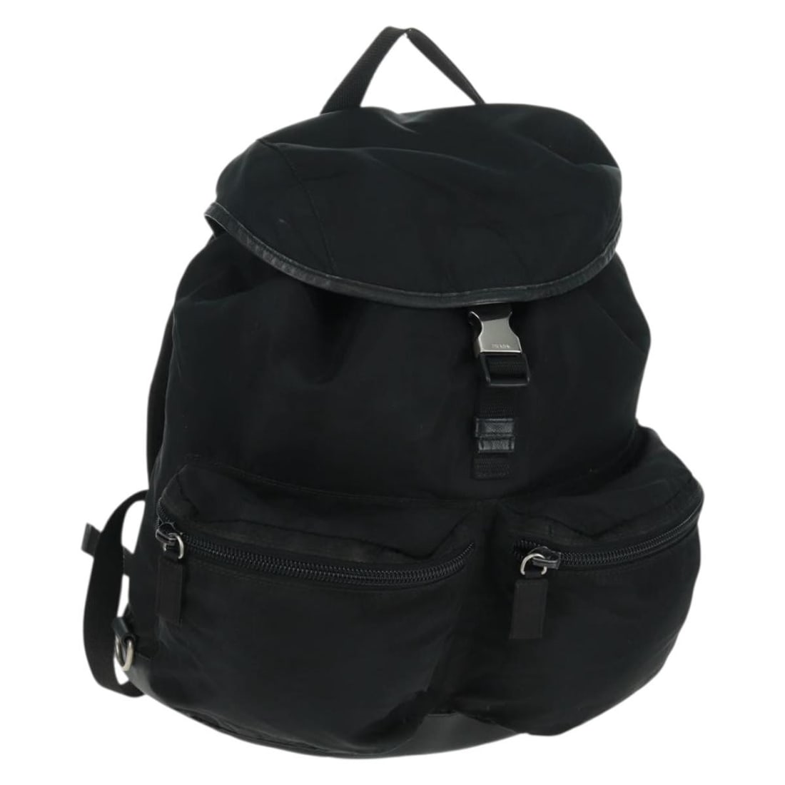 Prada Black Nylon Backpack with Silver Accents from Italy: Prada Black Nylon Backpack with Silver Accents from Italy This is a PRADA backpack crafted from black nylon with silver-tone accents. Made in Italy, the backpack features a spacious interior and a pra