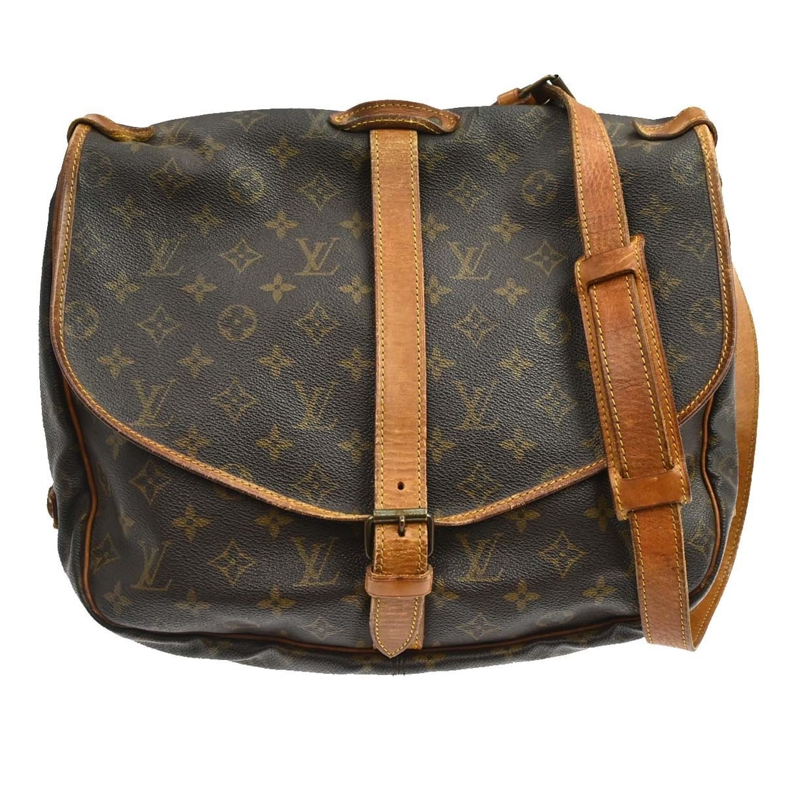 Louis Vuitton Saumur 35 Monogram Canvas Crossbody Shoulder Bag M42254: Louis Vuitton Saumur 35 Monogram Canvas Crossbody Shoulder Bag M42254 Louis Vuitton Saumur 35 messenger shoulder bag in Monogram canvas and leather, made in France. It features a buckle closure, a cro