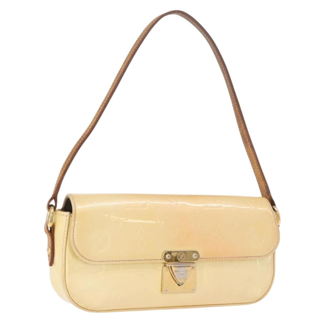 Louis Vuitton M91507 Malibu Street Shoulder Bag Perle Vernis: Louis Vuitton M91507 Malibu Street Shoulder Bag Perle Vernis A Louis Vuitton Monogram Vernis Malibu Street Bag in Perle, styled as a shoulder bag and made in France. It is crafted from patent leather 