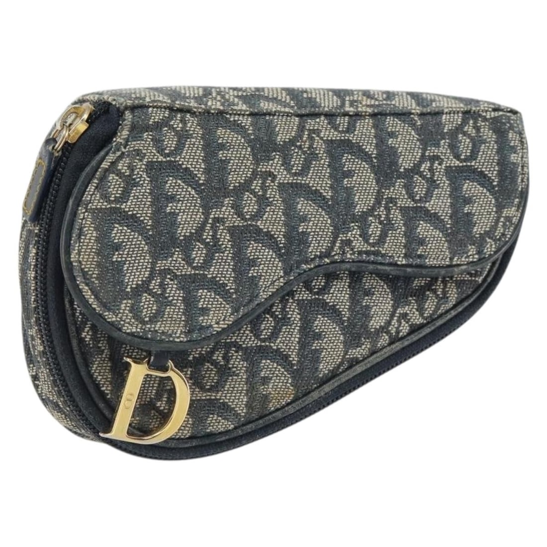 Christian Dior Saddle Pouch Trotter Canvas Navy Gold Spain (1 of 18)