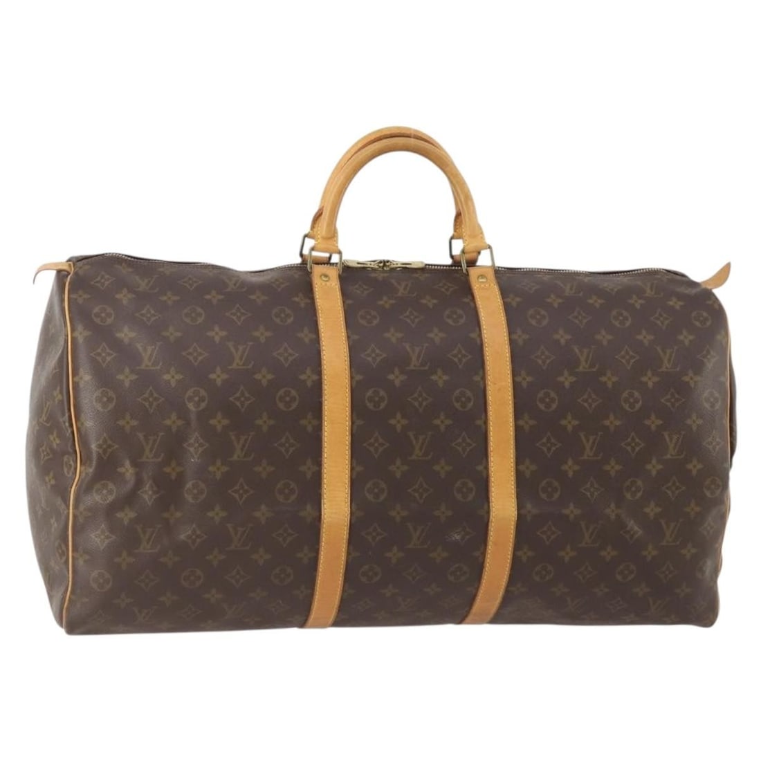Louis Vuitton M41422 Keepall 60 Monogram Canvas Boston Bag France: Louis Vuitton M41422 Keepall 60 Monogram Canvas Boston Bag France Louis Vuitton Keepall 60 Boston Bag in Monogram Canvas, made in France. This women's bag features the classic Monogram exterior and me