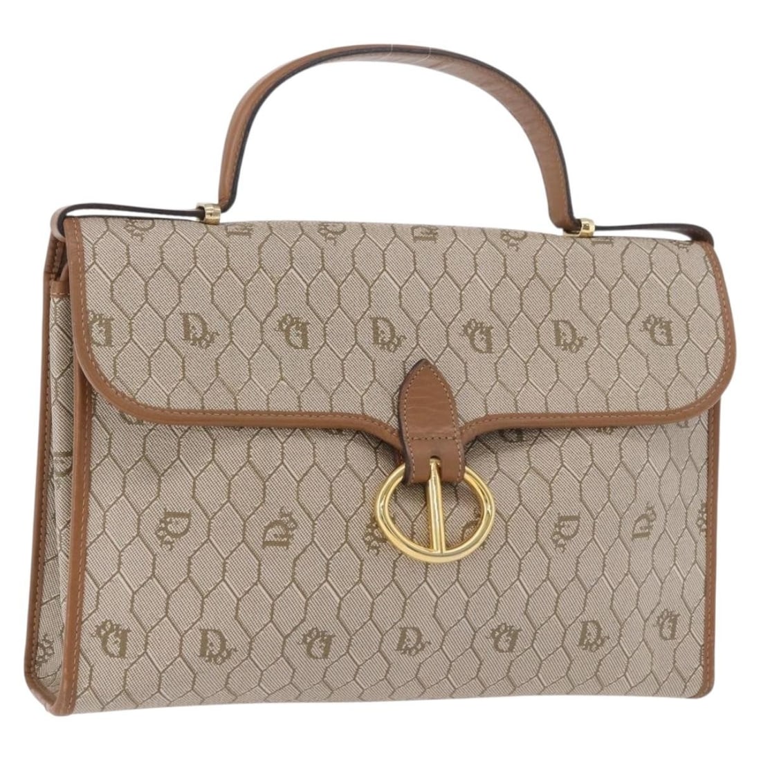 Christian Dior Honeycomb Canvas PVC Leather Handbag Beige Gold: Christian Dior Honeycomb Canvas PVC Leather Handbag Beige Gold Christian Dior hand bag in beige and gold, made from PVC leather and honeycomb canvas. This women's bag was made in France and measures a