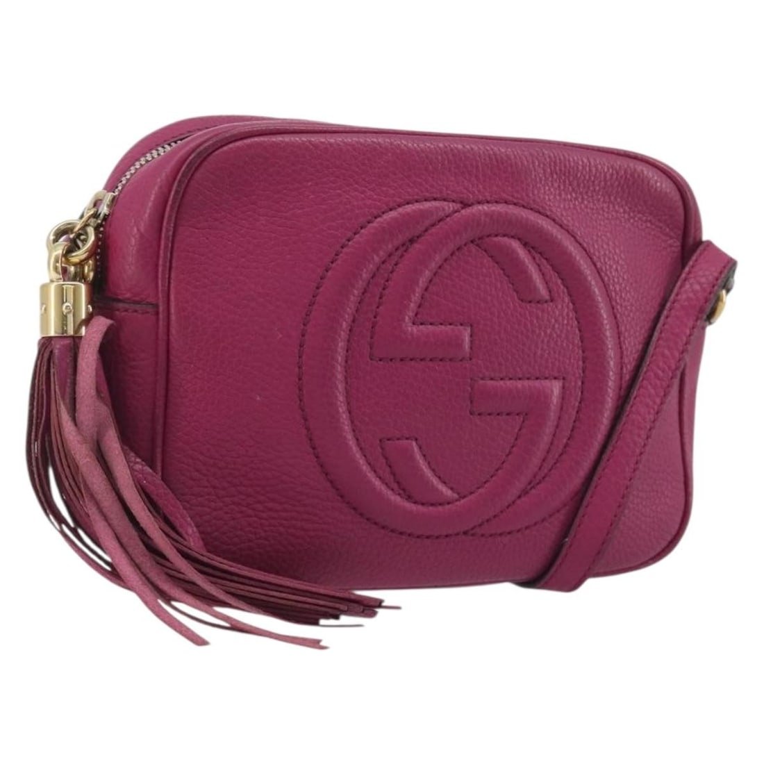 Gucci 308364 Purple Leather Shoulder Bag Gold Tone: Gucci 308364 Purple Leather Shoulder Bag Gold Tone This is a GUCCI shoulder bag crafted in leather in a purple and gold color combination. It is made in Italy and measures approximately 20 cm W x 14 c