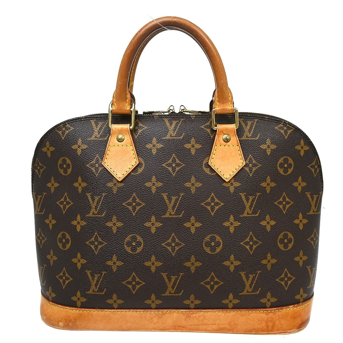 Louis Vuitton Alma Monogram Canvas Handbag M51130: Louis Vuitton Alma Monogram Canvas Handbag M51130 Louis Vuitton Alma handbag in Monogram canvas and leather, made in France. The bag has an exterior with heavy signs of use, including scuffs, dirt, cr