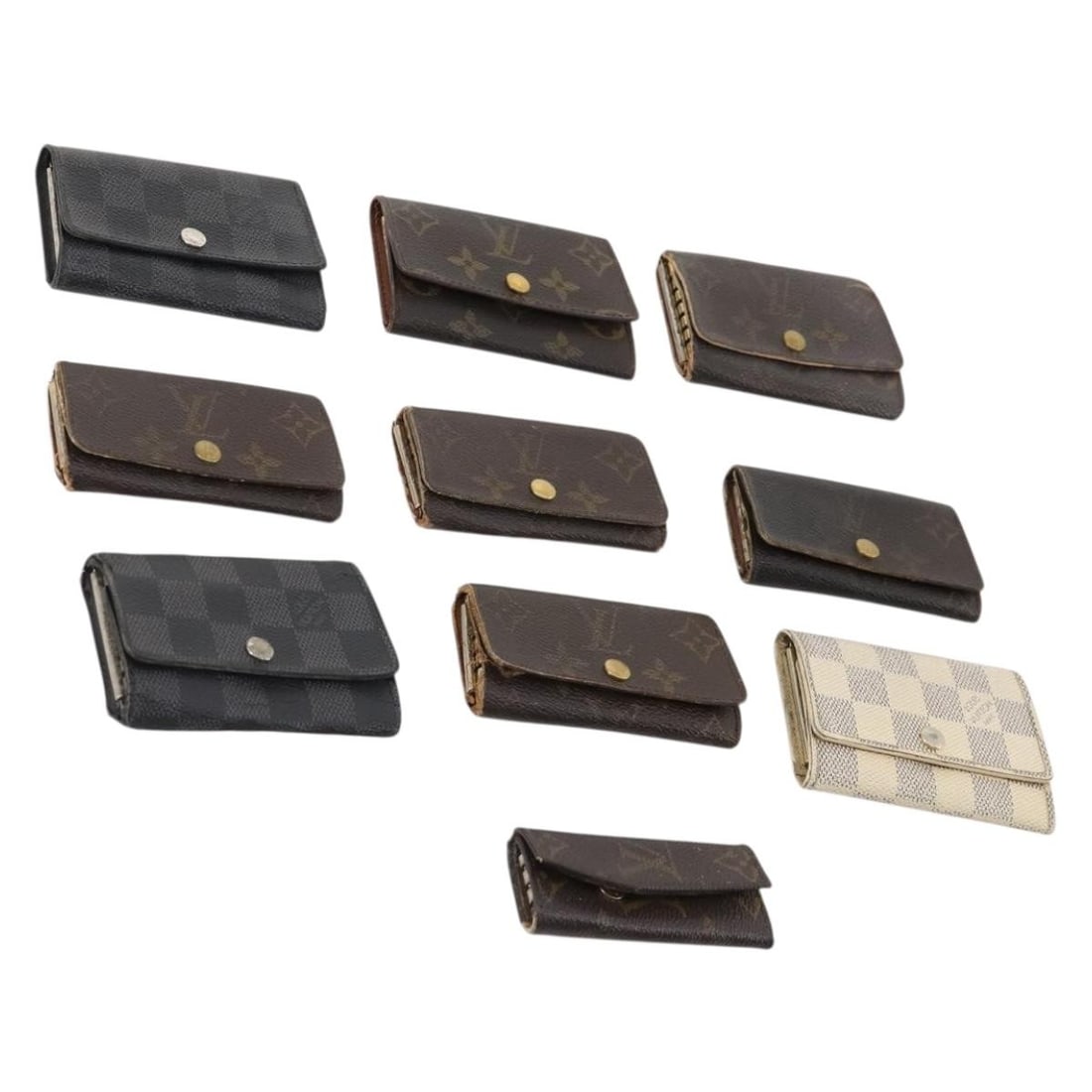 10 Piece Louis Vuitton Damier Azur Monogram Canvas Key Case Lot: 10 Piece Louis Vuitton Damier Azur Monogram Canvas Key Case Lot Louis Vuitton key case in Monogram canvas with Damier Azur colorway, made in France. This set includes 10 key cases and is offered as a 