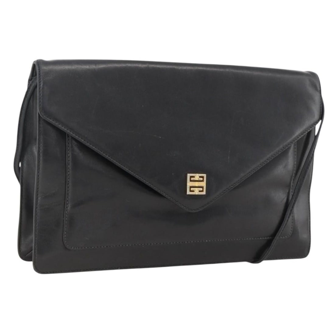 Givenchy black gold leather shoulder bag Italy: Givenchy black gold leather shoulder bag Italy This Givenchy shoulder bag is crafted from black and gold leather, featuring a sleek and minimalist design. The bag measures approximately 11.0 inches in