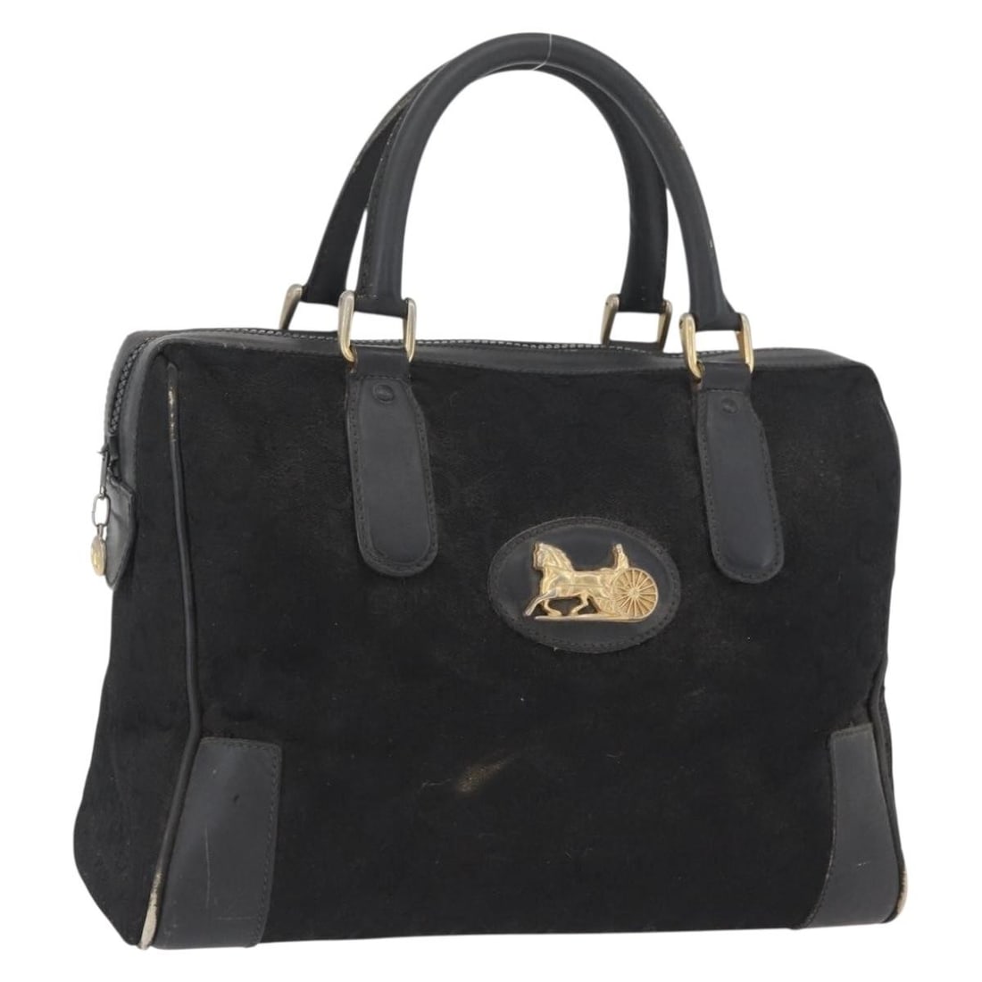 CELINE Sulky Canvas Handbag Black and Gold Italy: CELINE Sulky Canvas Handbag Black and Gold Italy Celine C Sulky hand bag in black and gold canvas, made in Italy. This women's bag is offered without the original box or dust bag; only the item shown 