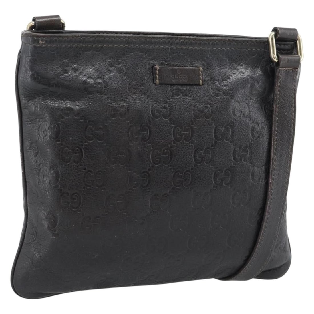 Gucci 201538 Guccissima GG Canvas Shoulder Bag Dark Brown Gold: Gucci 201538 Guccissima GG Canvas Shoulder Bag Dark Brown Gold Gucci shoulder bag in dark brown and gold, made from leather and GG canvas. It was made in Italy and belongs to product line 201538. The 