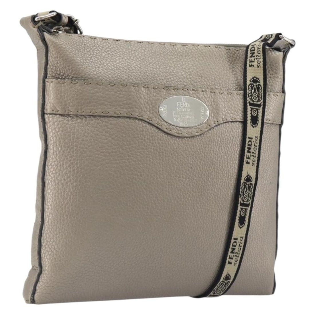 Fendi Celeria Gray Leather Shoulder Bag Silver Tone Italy: Fendi Celeria Gray Leather Shoulder Bag Silver Tone Italy FENDI Celeria shoulder bag in gray and silver leather, made in Italy. This pre-owned bag has a shoulder bag style with a shoulder drop of appr