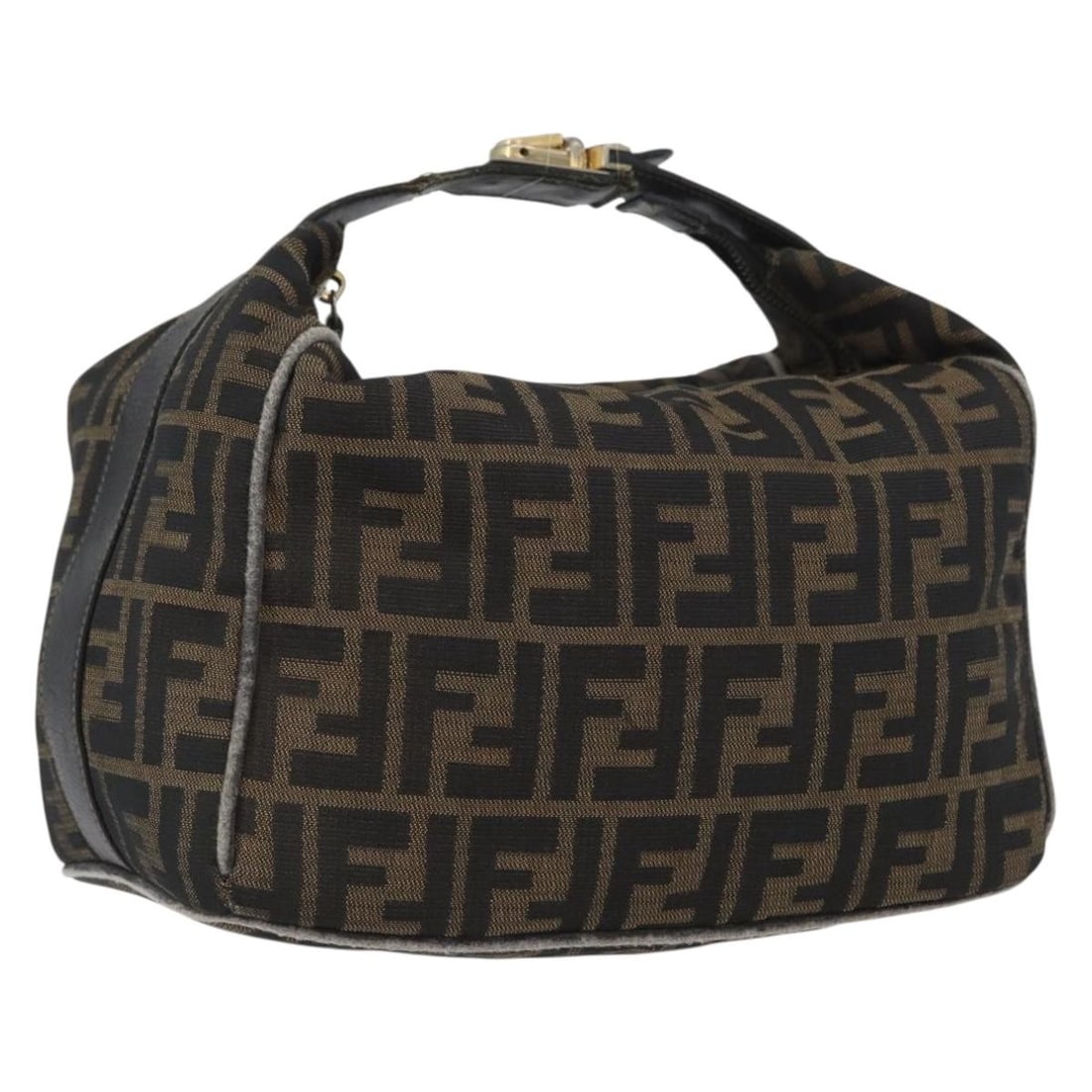Fendi Zucca Canvas Handbag in Black Brown Made in Italy: Fendi Zucca Canvas Handbag in Black Brown Made in Italy A Fendi hand bag in black and brown Zucca canvas, made in Italy. This pre-owned piece is described as heavily used and shows visible wear, inclu