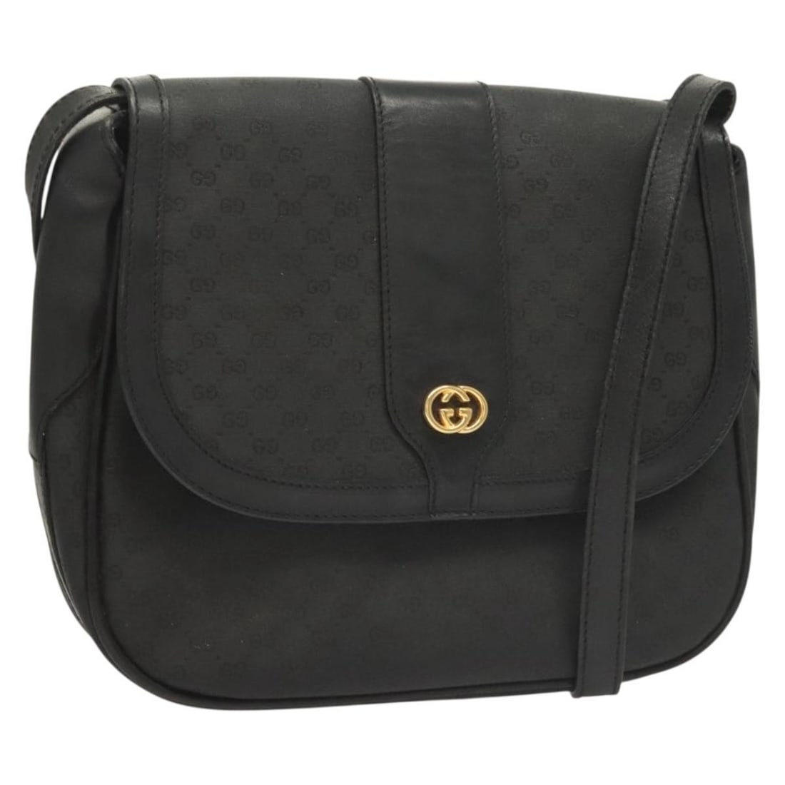 GUCCI Micro GG Supreme PVC Leather Shoulder Bag Black Gold Italy: GUCCI Micro GG Supreme PVC Leather Shoulder Bag Black Gold Italy This Gucci Micro GG Supreme shoulder bag is crafted from black and gold PVC leather with micro small GG canvas detailing. Made in Italy