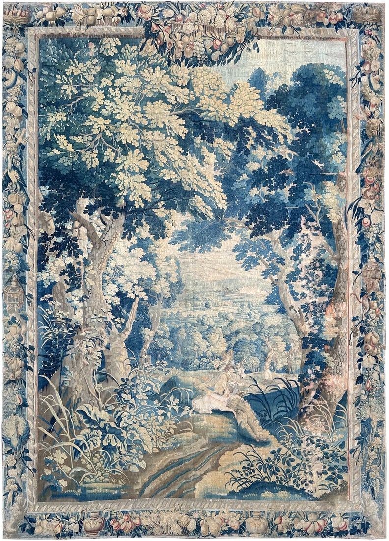 Belgian Verdure Wool Silk Wall Tapestry 8x11 ft 17th Century (1 of 18)