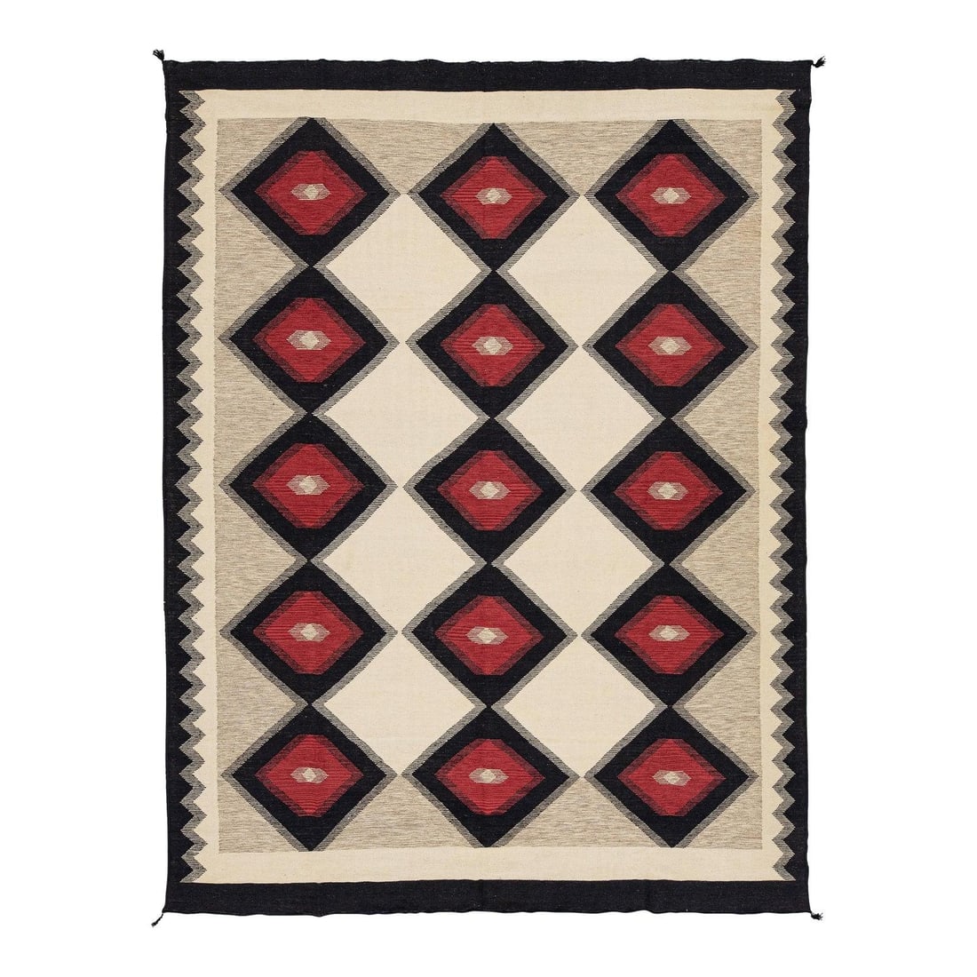 9'2 x 12'2 Southwestern Flatweave Wool Rug With Red Diamond Motif (1 of 10)