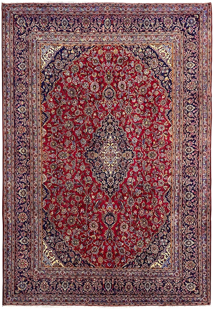 Authentic Persian Kashan Rug 9.8 x 13.2 Traditional Carpet Iran: Authentic Persian Kashan Rug 9.8 x 13.2 Traditional Carpet Iran Free continental US Shipping Enhance your living space with this authentic Persian Kashan rug, measuring 9.8 x 13.2 feet. This tradition