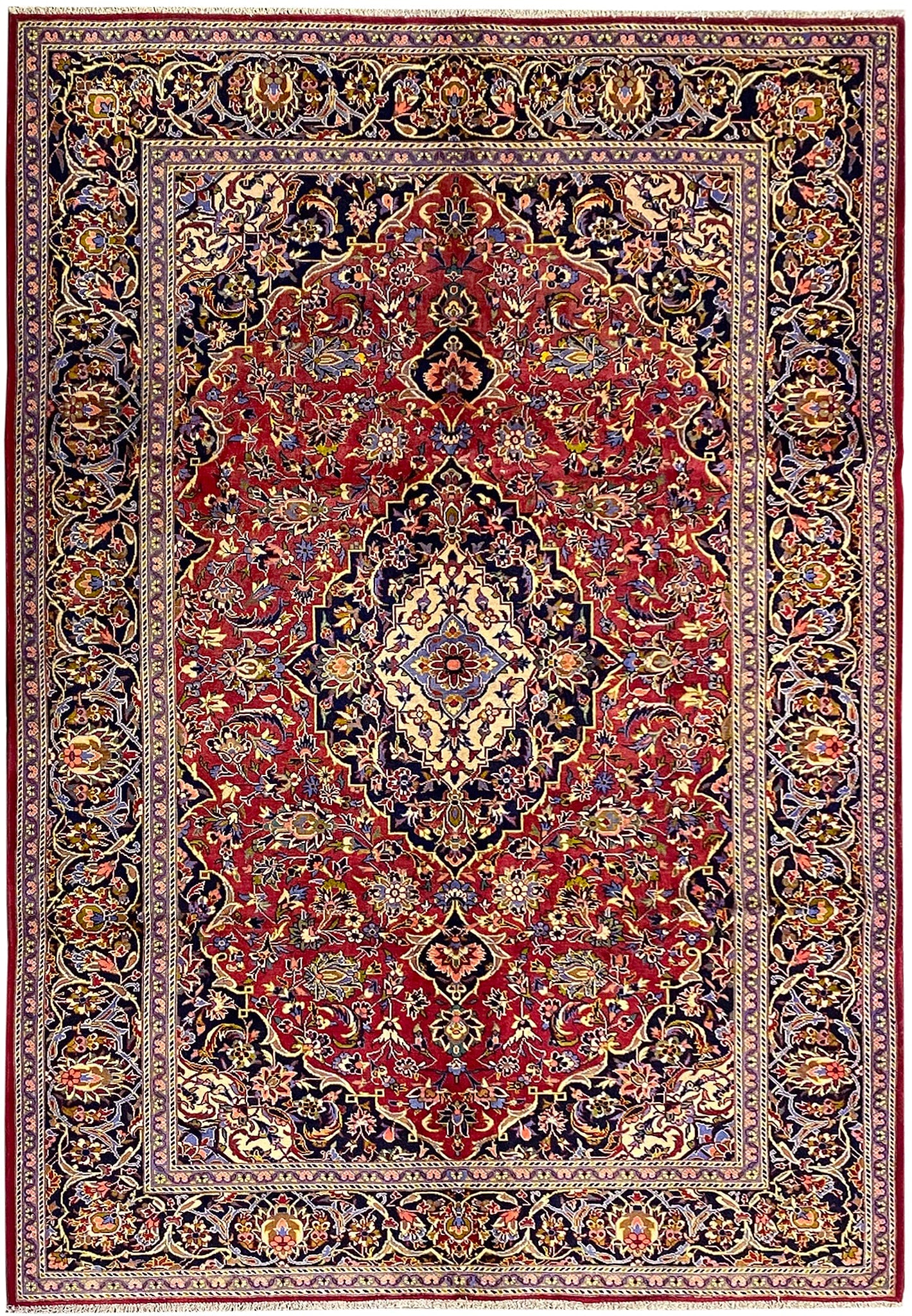 7.9 x 11.3 Authentic Persian Kashan Rug Hand Knotted Wool: 7.9 x 11.3 Authentic Persian Kashan Rug Hand Knotted Wool Free continental US Shipping This authentic Persian Kashan rug measures 7.9 x 11.3 and features a classic traditional design. It is hand-knott