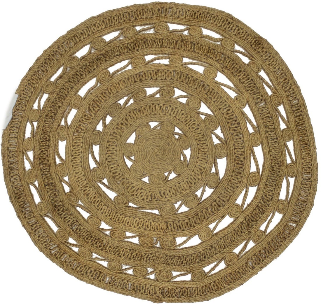 Round Braided Jute Rug 100% Natural Modern Farmhouse 4'1: Round Braided Jute Rug 100% Natural Modern Farmhouse 4'1 Enhance your space with this beautiful round jute rug, crafted from 100% natural jute in a braided design. This rug features a stylish camel be